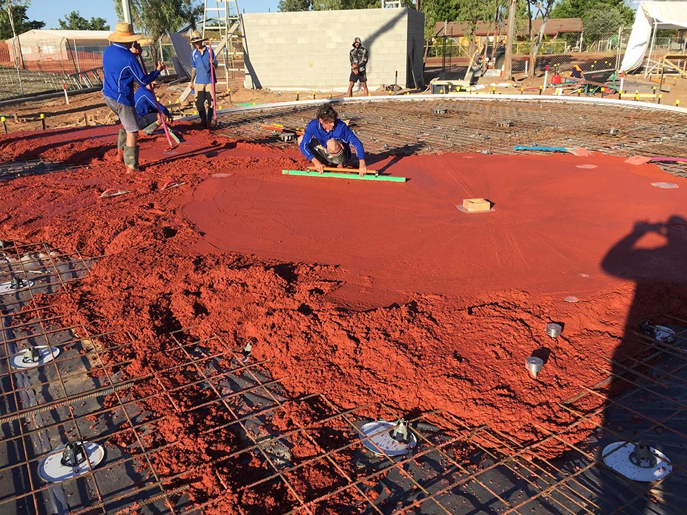 Commercial swimming pool design construction workers