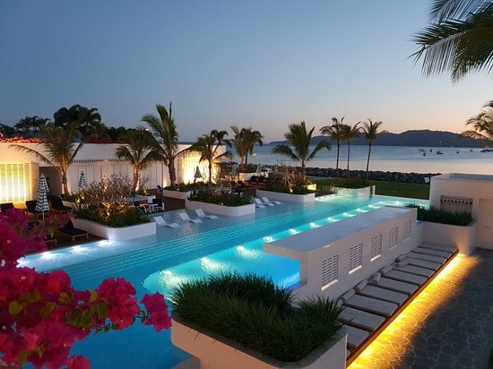 Luxury Design swimming pool at night